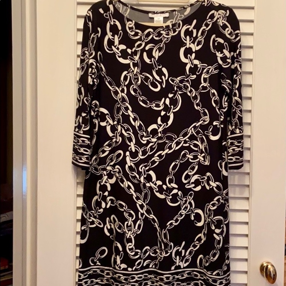 EUC London Times Black White Shift Dress size 12P